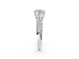 White gold Round Diamond Pavé Band Solitaire Ring with Four-Prong Setting_69