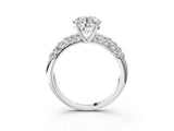 White gold Round Diamond Pavé Band Solitaire Ring with Four-Prong Setting_70