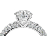 White gold Round Diamond Pavé Band Solitaire Ring with Four-Prong Setting_71