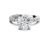 White gold Round Diamond Pavé Band Solitaire with Four-Prong Setting_227