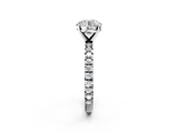 White gold Round Diamond Pavé Band Solitaire with Four-Prong Setting_231