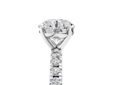 White gold Round Diamond Pavé Band Solitaire with Four-Prong Setting_234