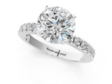 White gold Round Diamond Pavé Band Solitaire with Four-Prong Setting_235