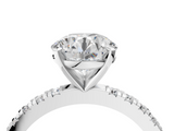White gold Round Diamond Pavé Band Solitaire with Four-Prong Setting_238