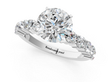 White gold Round Diamond Pavé Band Solitaire with Four-Prong Setting_39