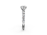 White gold Round Diamond Pavé Band Solitaire with Four-Prong Setting_40