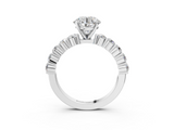 White gold Round Diamond Pavé Band Solitaire with Four-Prong Setting_41