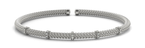 White gold Round Diamond Pavé Braided Bracelet with Bezel Setting