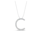 White gold Round Diamond Pavé C Pendant Necklace_17