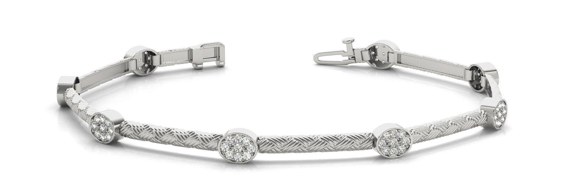 White gold Round Diamond Pavé Cable Bangle Bracelet