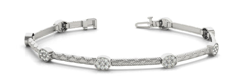 White gold Round Diamond Pavé Cable Bangle Bracelet