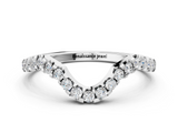 White gold Round Diamond Pavé Chevron Wedding Band with Prong Setting_12