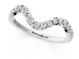 White gold Round Diamond Pavé Chevron Wedding Band with Prong Setting_13