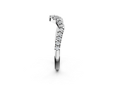 White gold Round Diamond Pavé Chevron Wedding Band with Prong Setting_14