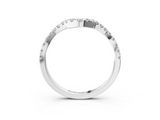 White gold Round Diamond Pavé Chevron Wedding Band with Prong Setting_15
