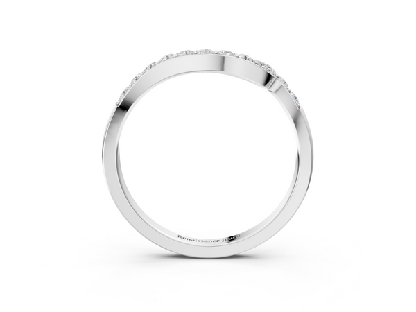 White gold Round Diamond Pavé Chevron Wedding Band
