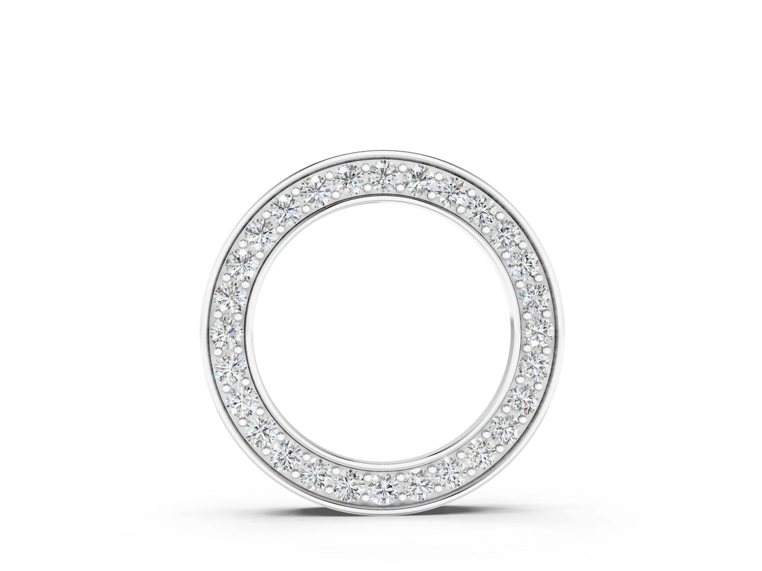 White gold Round Diamond Pavé Circle Pendant_3