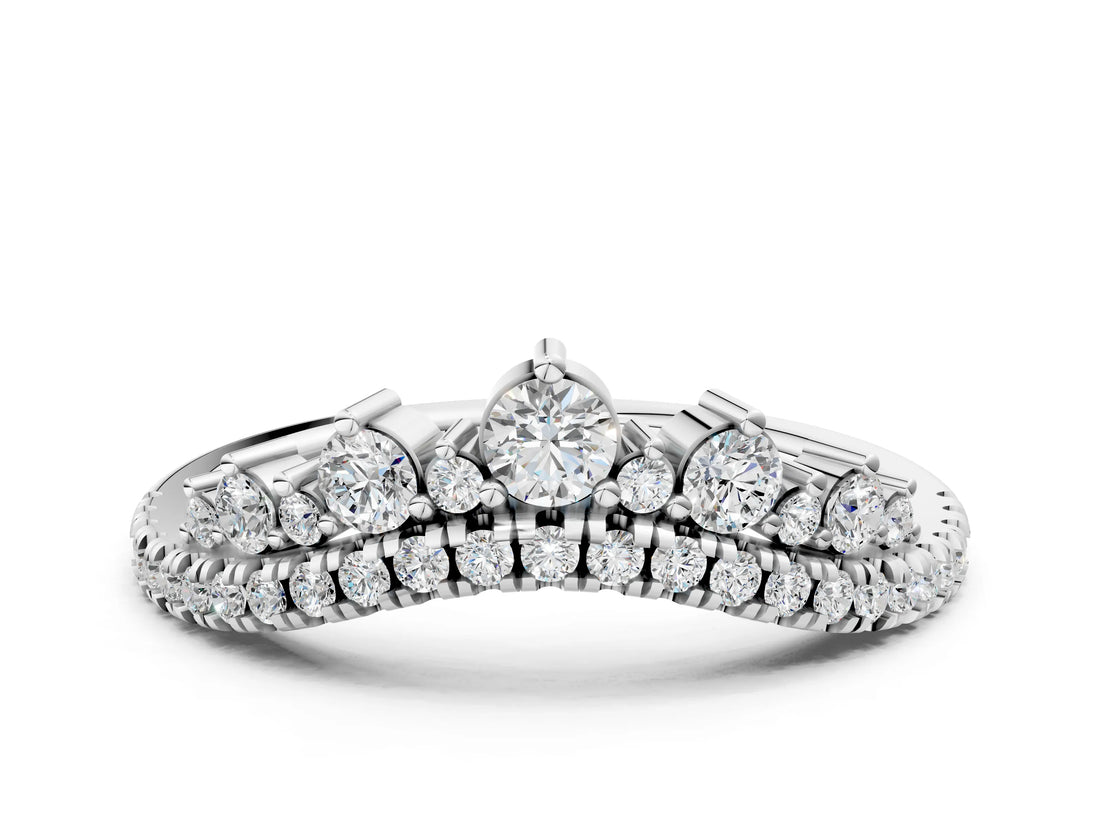 White gold Round Diamond Pavé Contour Band with Prong Setting_21