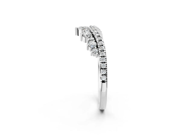 White gold Round Diamond Pavé Contour Band with Prong Setting