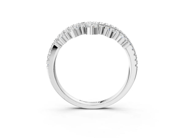 White gold Round Diamond Pavé Contour Band with Prong Setting