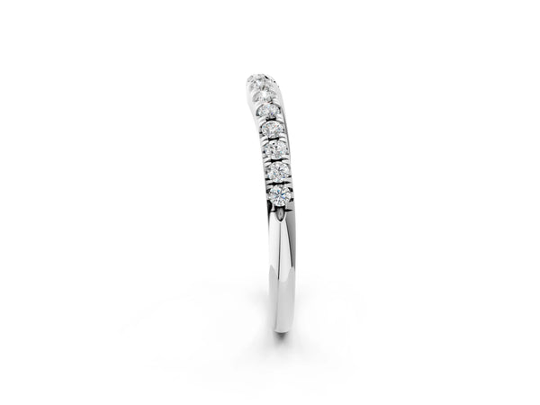 White gold Round Diamond Pavé Curved Band with Shared Prong Setting