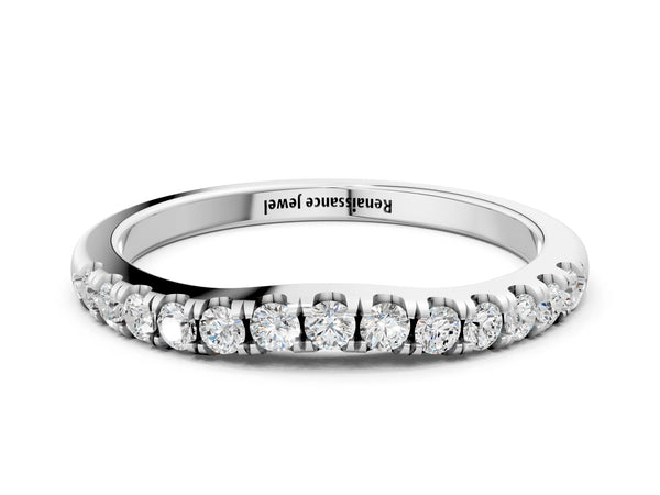 Platinum Round Diamond Pavé Curved Eternity Band with Shared Prong Setting