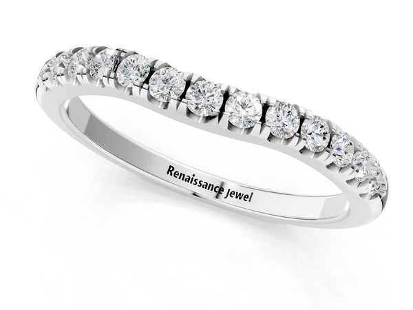 Platinum Round Diamond Pavé Curved Eternity Band with Shared Prong Setting