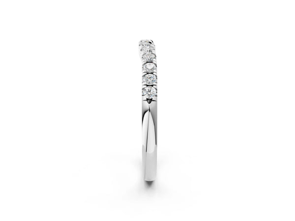 Platinum Round Diamond Pavé Curved Eternity Band with Shared Prong Setting