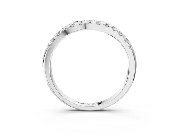 Platinum Round Diamond Pavé Curved Eternity Band with Shared Prong Setting