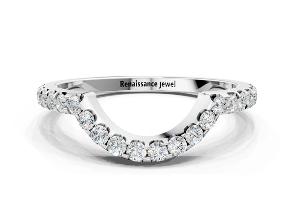Silver Round Diamond Pavé Curved Eternity Band