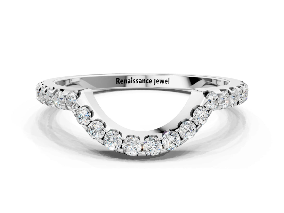 White gold Round Diamond Pavé Curved Eternity Band_12