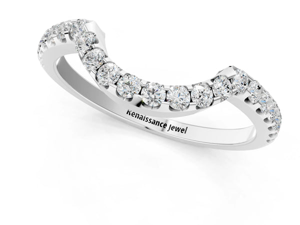 White gold Round Diamond Pavé Curved Eternity Band