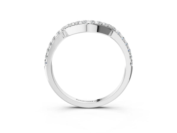 Platinum Round Diamond Pavé Curved Eternity Band