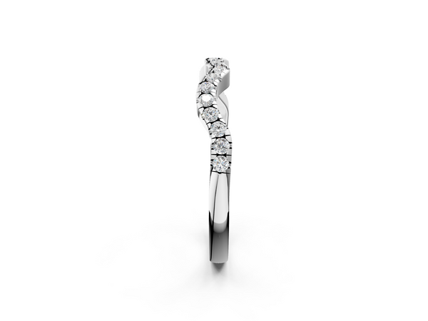 Platinum Round Diamond Pavé Curved Wedding Band