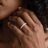 White gold Round Diamond Pavé Curved Wedding Band_201