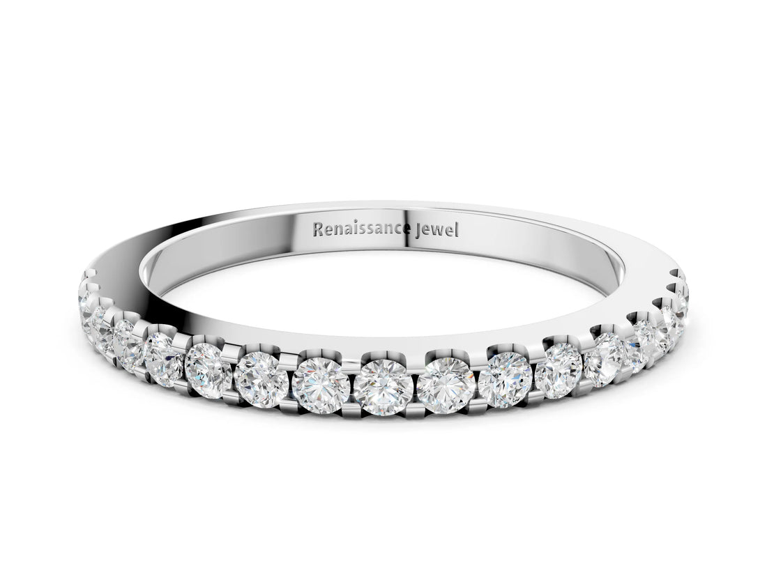 White gold Round Diamond Pavé Eternity Band with Micro Prong Setting_12