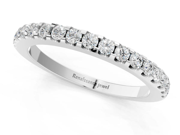 White gold Round Diamond Pavé Eternity Band with Micro Prong Setting
