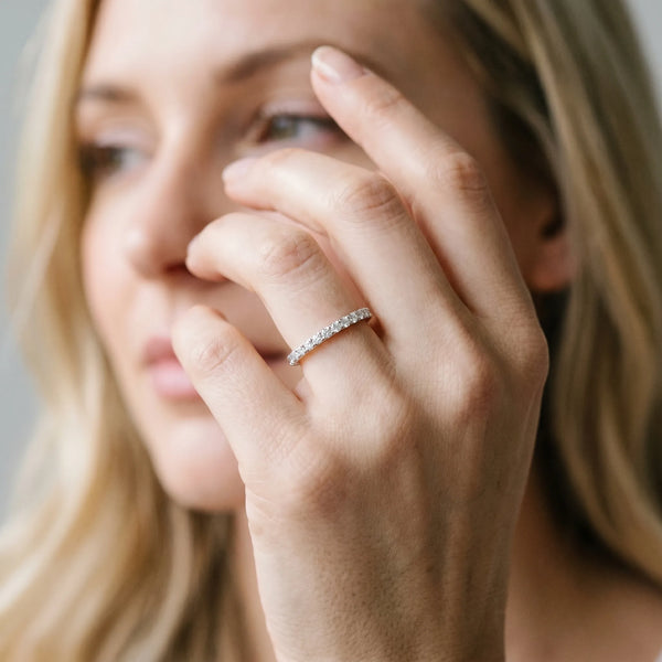 Platinum Round Diamond Pavé Eternity Band with Micro-Prong Setting