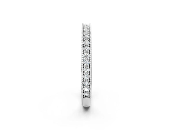 Platinum Round Diamond Pavé Eternity Band with Milgrain Edge