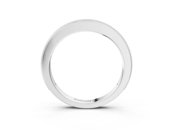 Platinum Round Diamond Pavé Eternity Band with Milgrain Edge