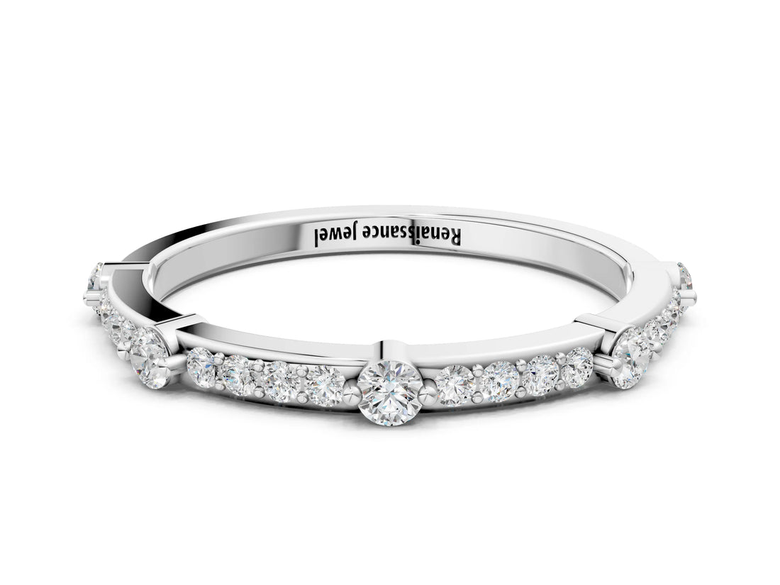 White gold Round Diamond Pavé Eternity Band with Prong Setting_16
