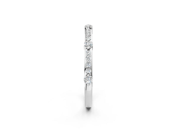 White gold Round Diamond Pavé Eternity Band with Prong Setting