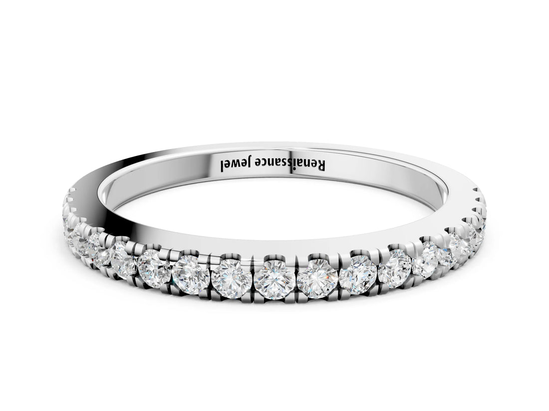 White gold Round Diamond Pavé Eternity Band with U-Prong Setting_11