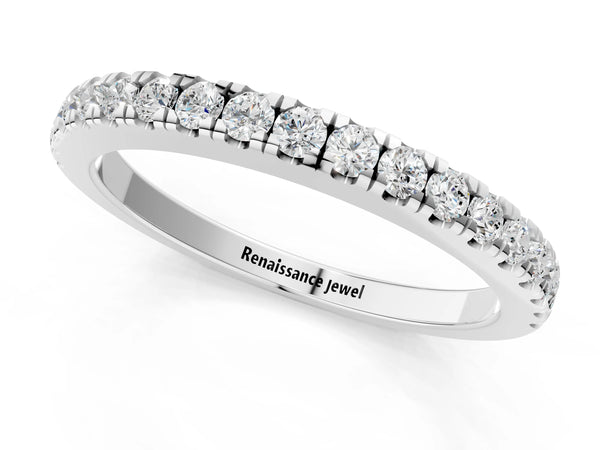 White gold Round Diamond Pavé Eternity Band with U-Prong Setting