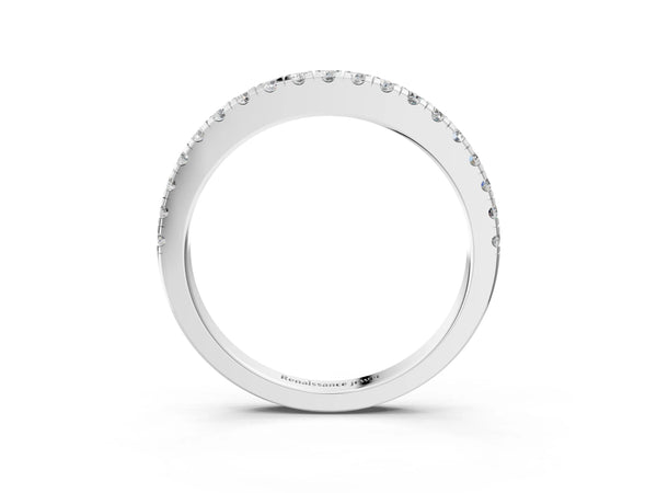 White gold Round Diamond Pavé Eternity Band with U-Prong Setting