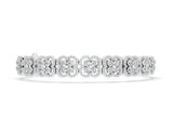 White gold Round Diamond Pavé Flower Motif Tennis Bracelet with Four-Prong Setting