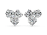 White gold Round Diamond Pavé Flower Stud Earrings