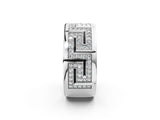 Silver Round Diamond Pavé Greek Key Mens Band
