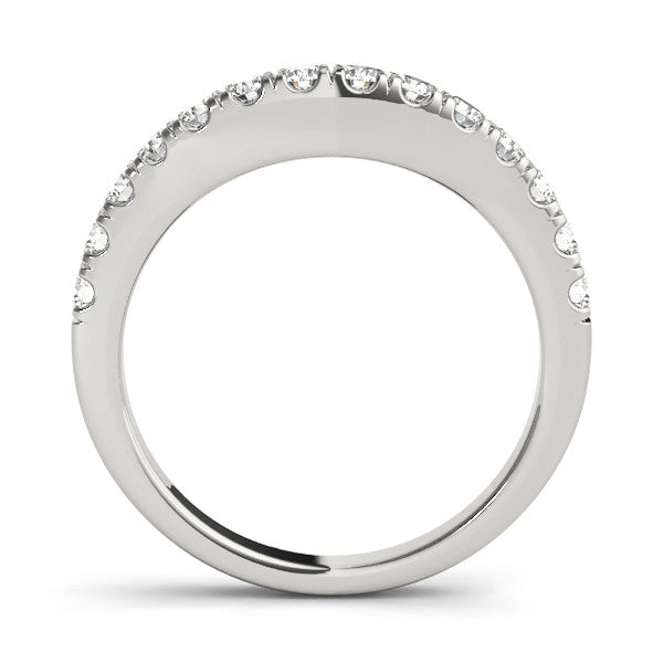 10K White Gold Round Diamond Pavé Half Eternity Band with Shared Prong Setting