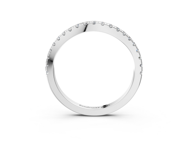 14K White Gold Round Diamond Pavé Half Eternity Band with Shared Prong Setting